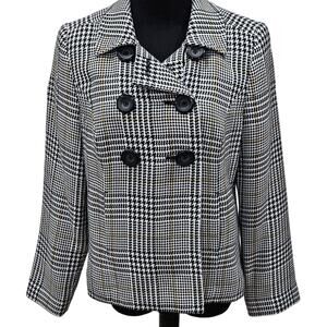 Studio Works Womens Vintage Houndstooth Peacoat Jacket Size 8 Dark Academia